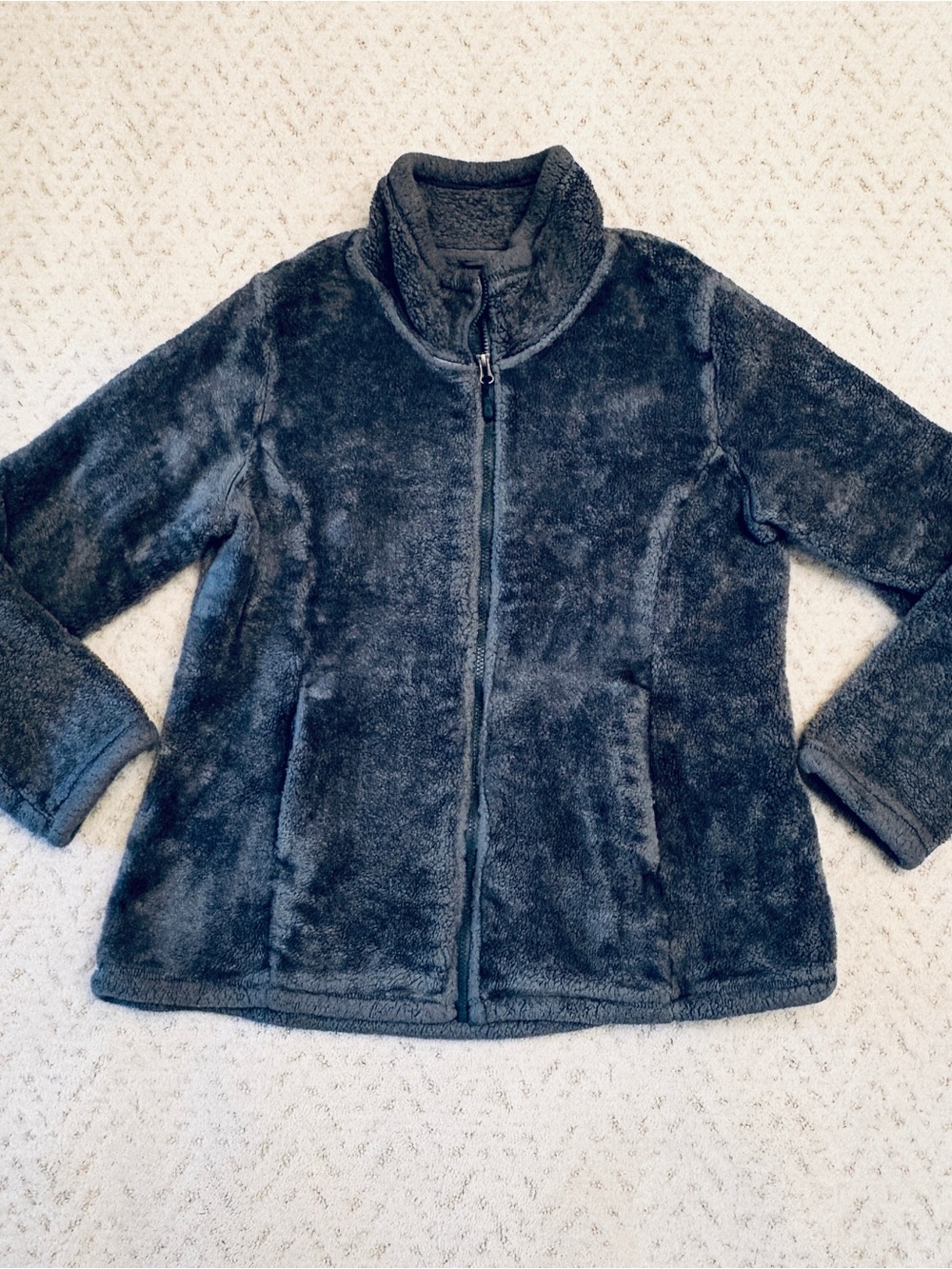 32 Degrees Heat Plush Sherpa Fleece Zip Up Jacket Size L Grey Warm Outerwear